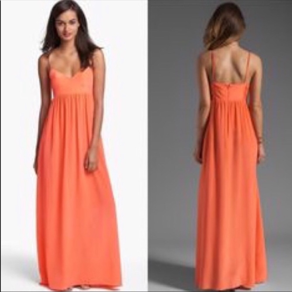 Amanda Uprichard 100 Silk Coral Maxi dress